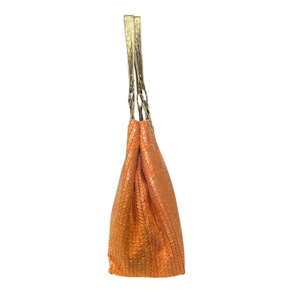Big Buddha Tote Bag Coral Textured Pattern Gold Trim - Picture 12 of 15